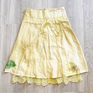Vintage Womens Yellow Y2K Sequined ￼Skirt MOA USA Made In USA Lace Size M